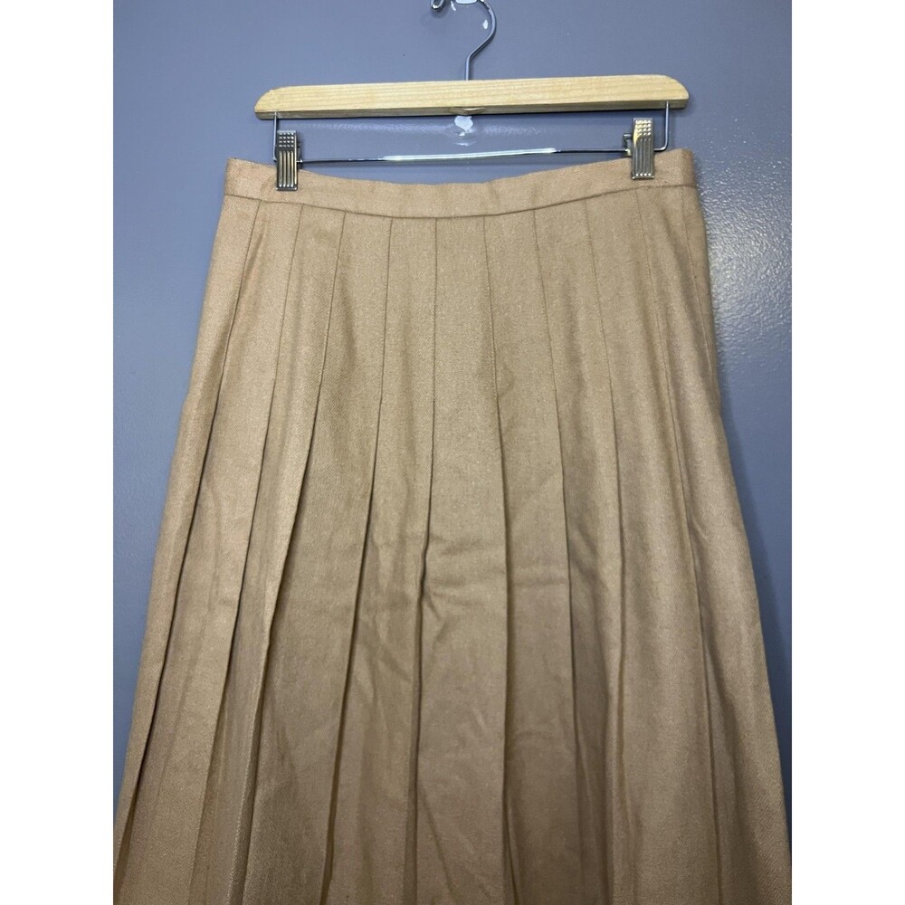 Vintage Isaac Hazan Skirt Womens 16 Brown Wool Pleated Full Midi Union USA